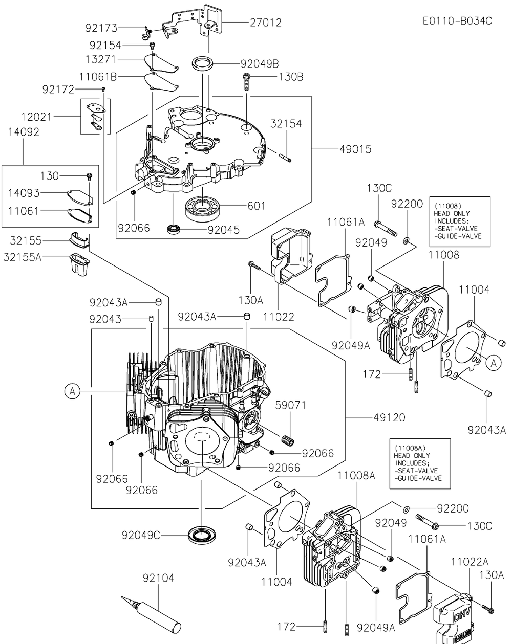 Fxt00v-Bs42 Cylinder And Crankcase Diagram and Parts List for FXT00V-BS42  Cub Cadet Lawn Tractor